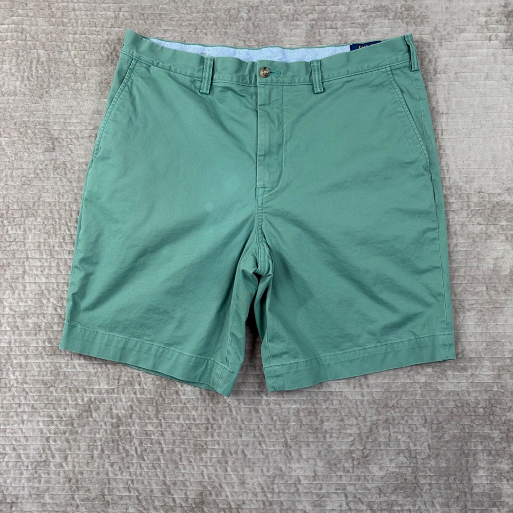 Polo Ralph Lauren Mens Classic Fit 9 Inch Chino Shorts Green Size 36 Stretch‎